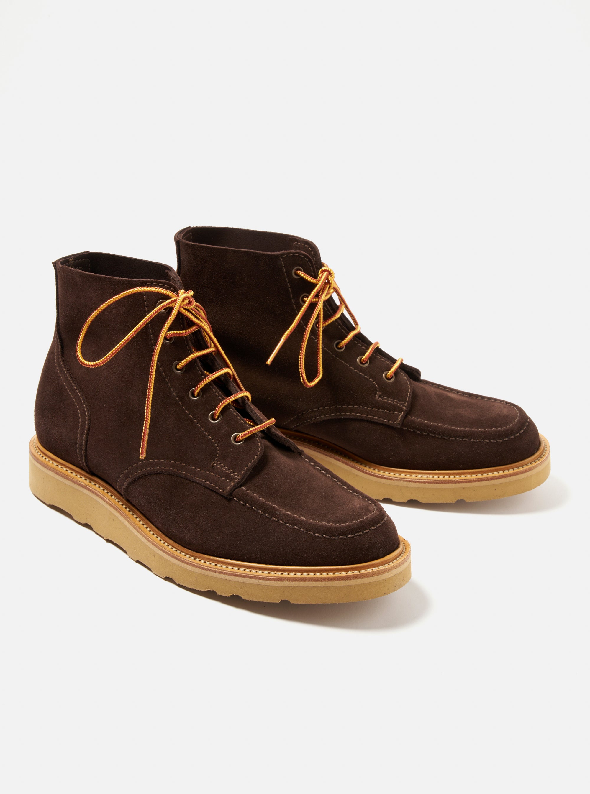 Sanders x Universal Works Mocha Reverse Suede Wilson Derby Boot