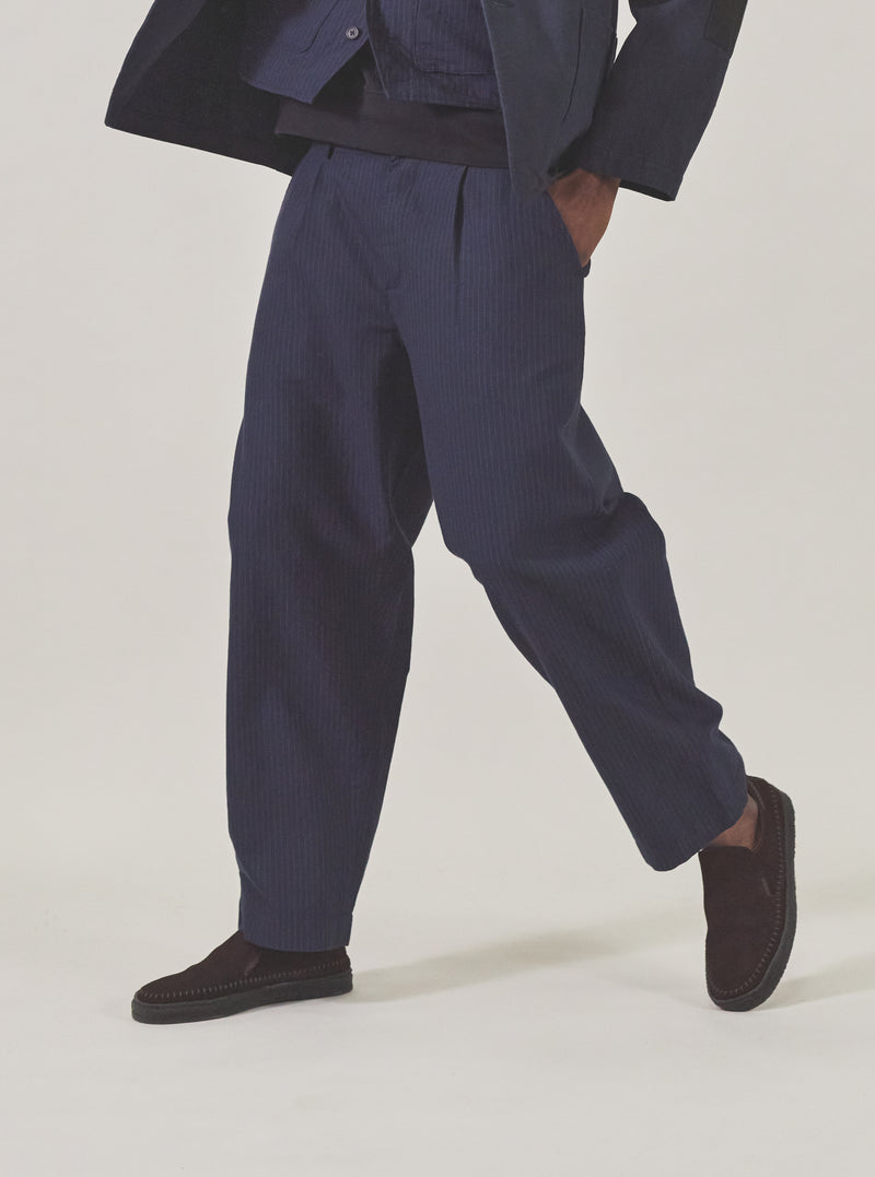 Navy Cotton Pinstripe Duke Pant