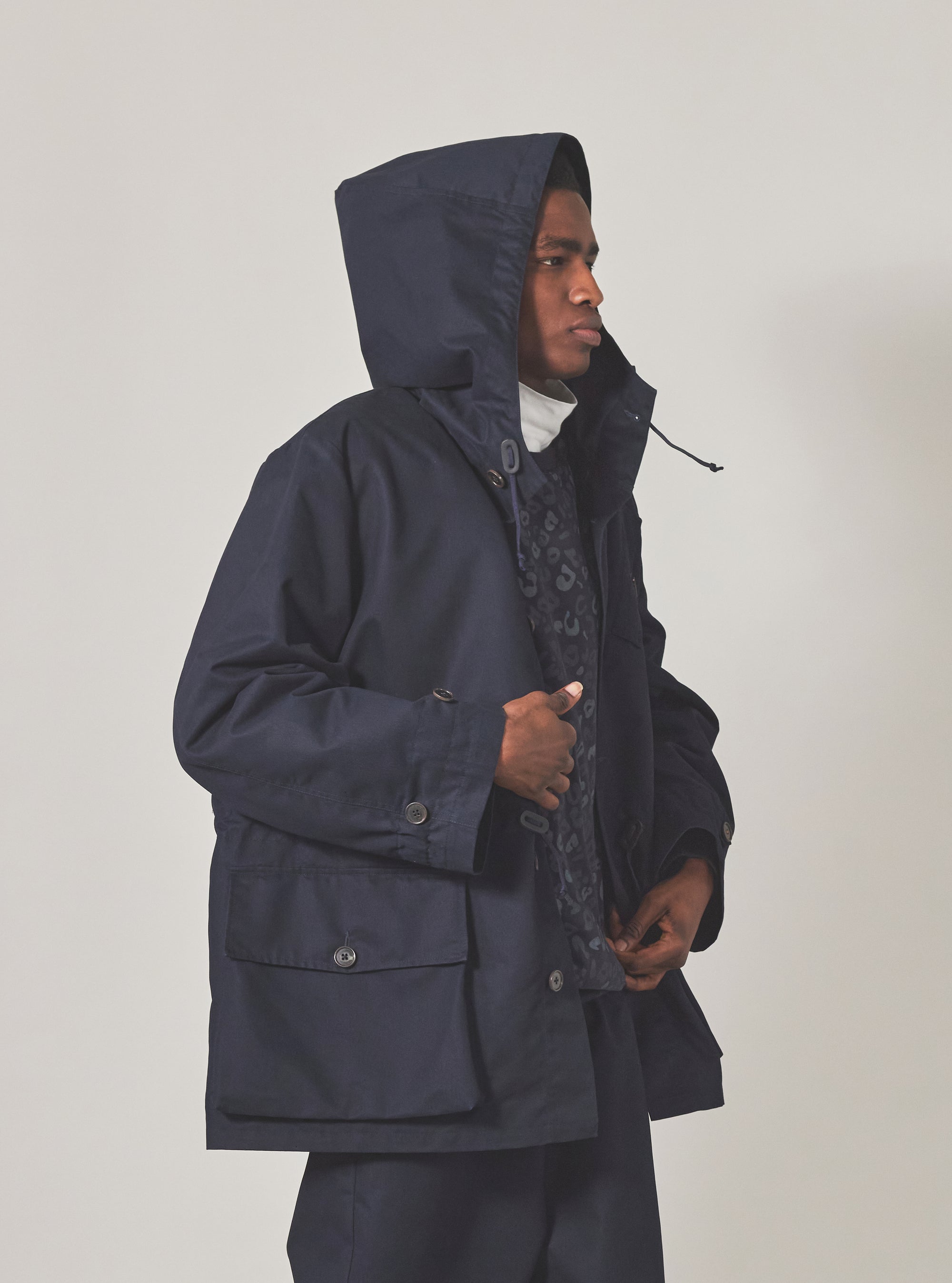 Navy Brushed Polytech Boston Parka