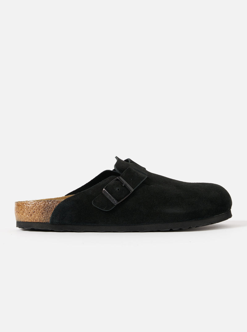 Black Suede Leather Birkenstock Boston