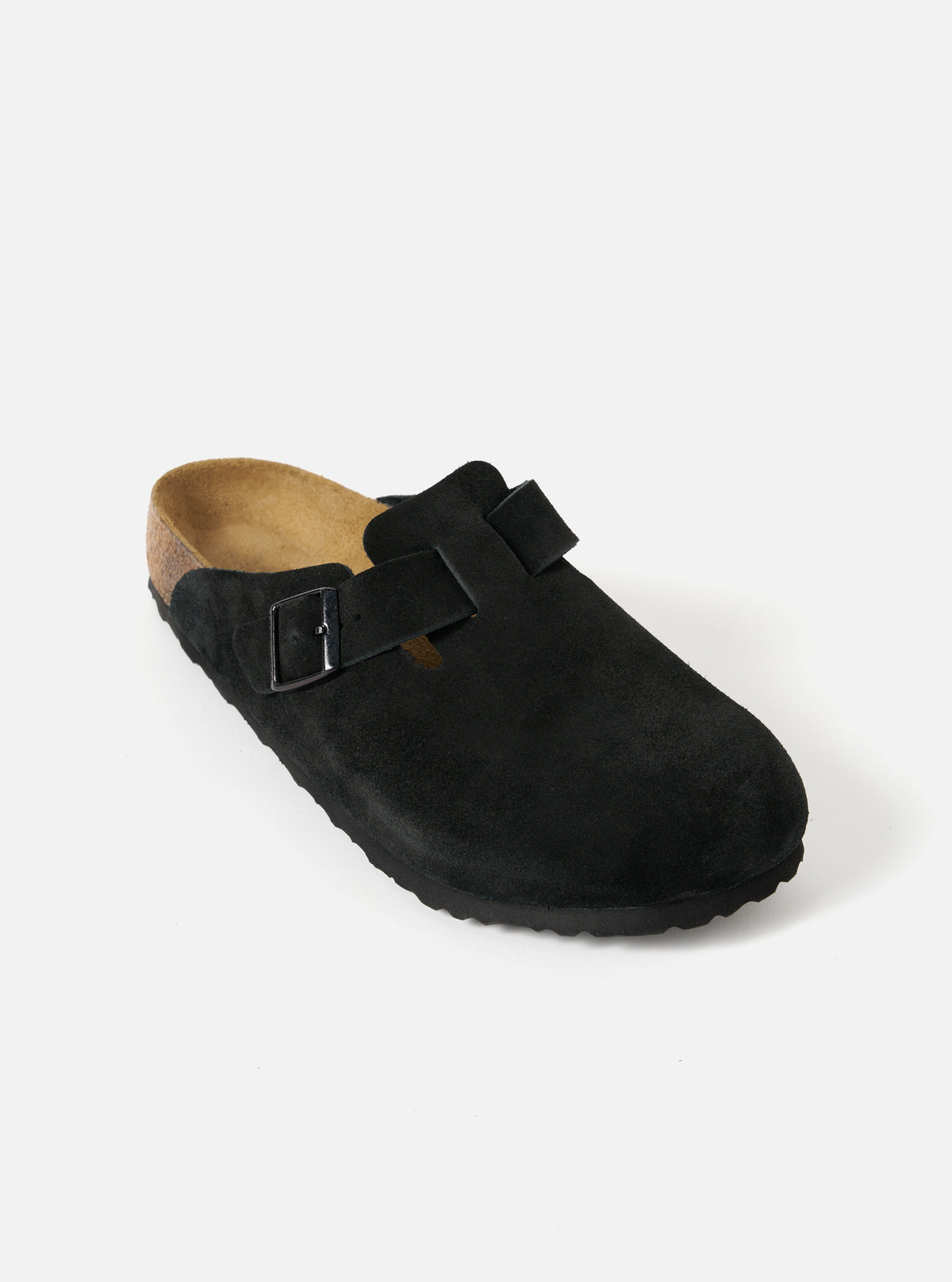 Black Suede Leather Birkenstock Boston