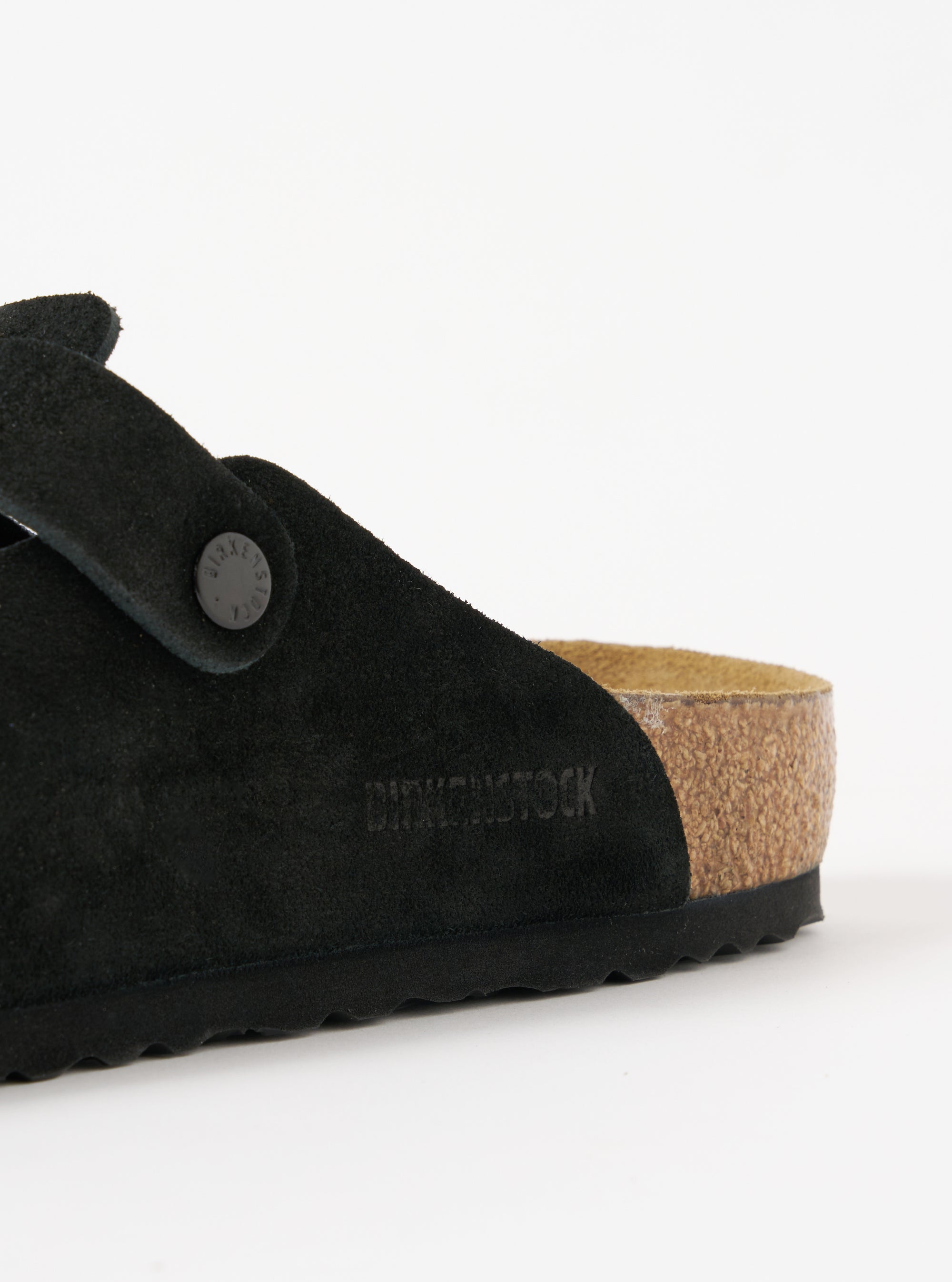 Black Suede Leather Birkenstock Boston
