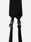 Close-up of the black nylon straps and plastic buckles of the F/CE.® White Nylon Cordura Sil Sacoche against a white backdrop.