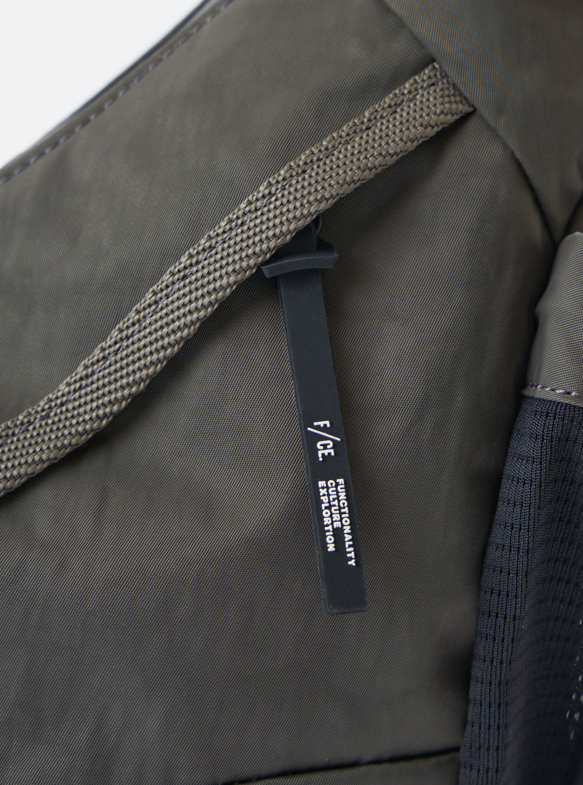 F/CE.® Charcoal Nylon Textured Twill Horn Mini Shoulder Bag