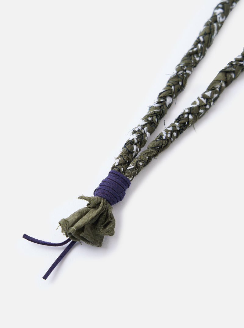 Hanami of Rome Military Green/Blue Leather Bandana Necklace No.46