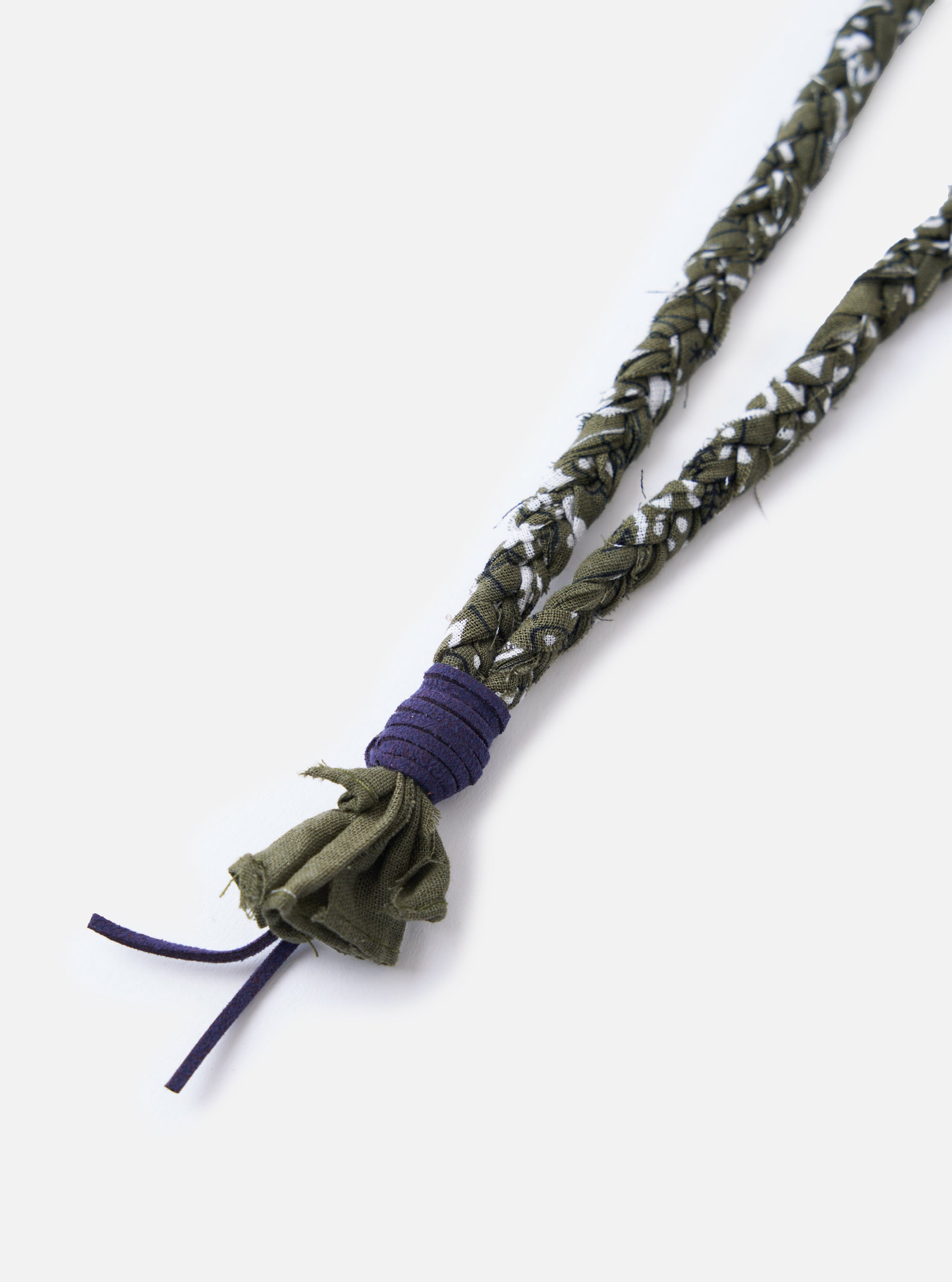 Hanami of Rome Military Green/Blue Leather Bandana Necklace No.46