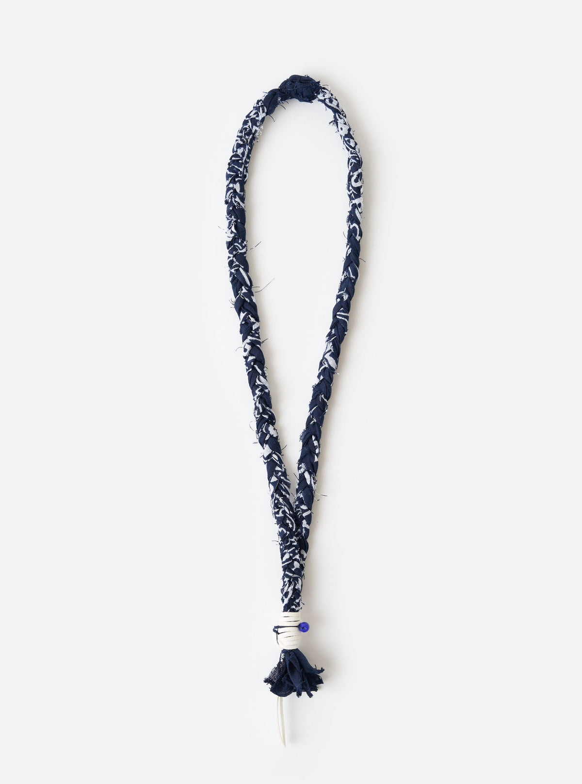 Hanami of Rome Blue/White Leather/Blue Bead Bandana Necklace No.47