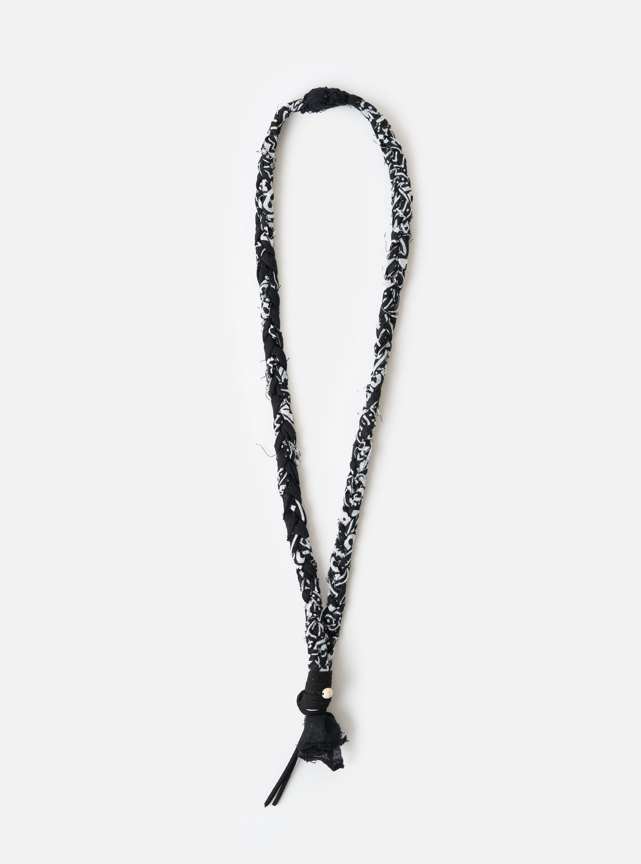 Hanami of Rome Black/Black Leather/White Turquoise Bead Bandana