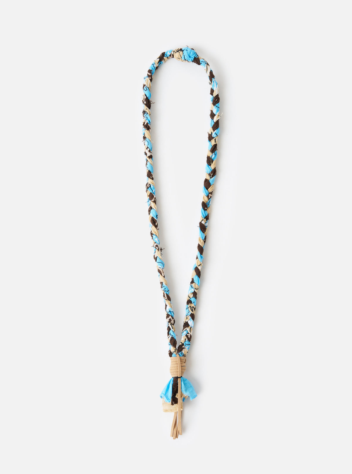 Hanami of Rome Light Blue/Beige/Brown Leather Bandana Necklace No.50