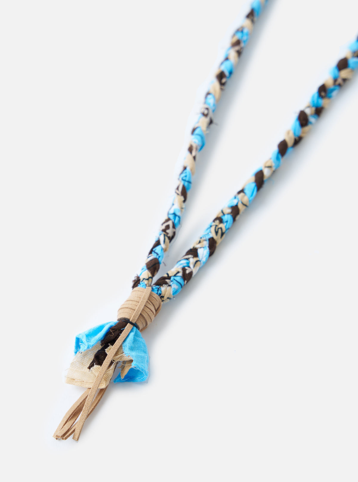 Hanami of Rome Light Blue/Beige/Brown Leather Bandana Necklace No.50