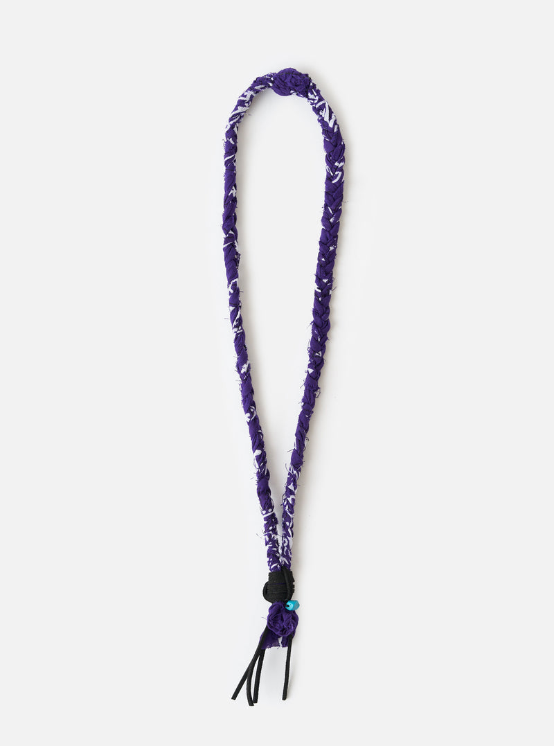 Hanami of Rome Purple/Black Leather/Turquoise Bead Bandana Necklace No.54