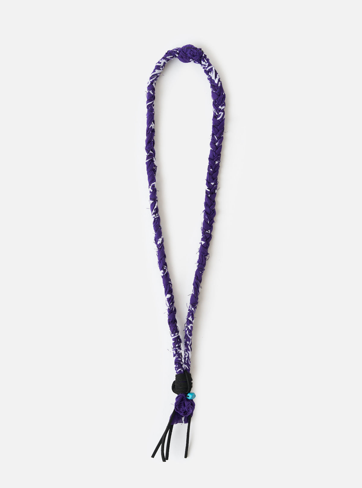 Hanami of Rome Purple/Black Leather/Turquoise Bead Bandana Necklace No.54