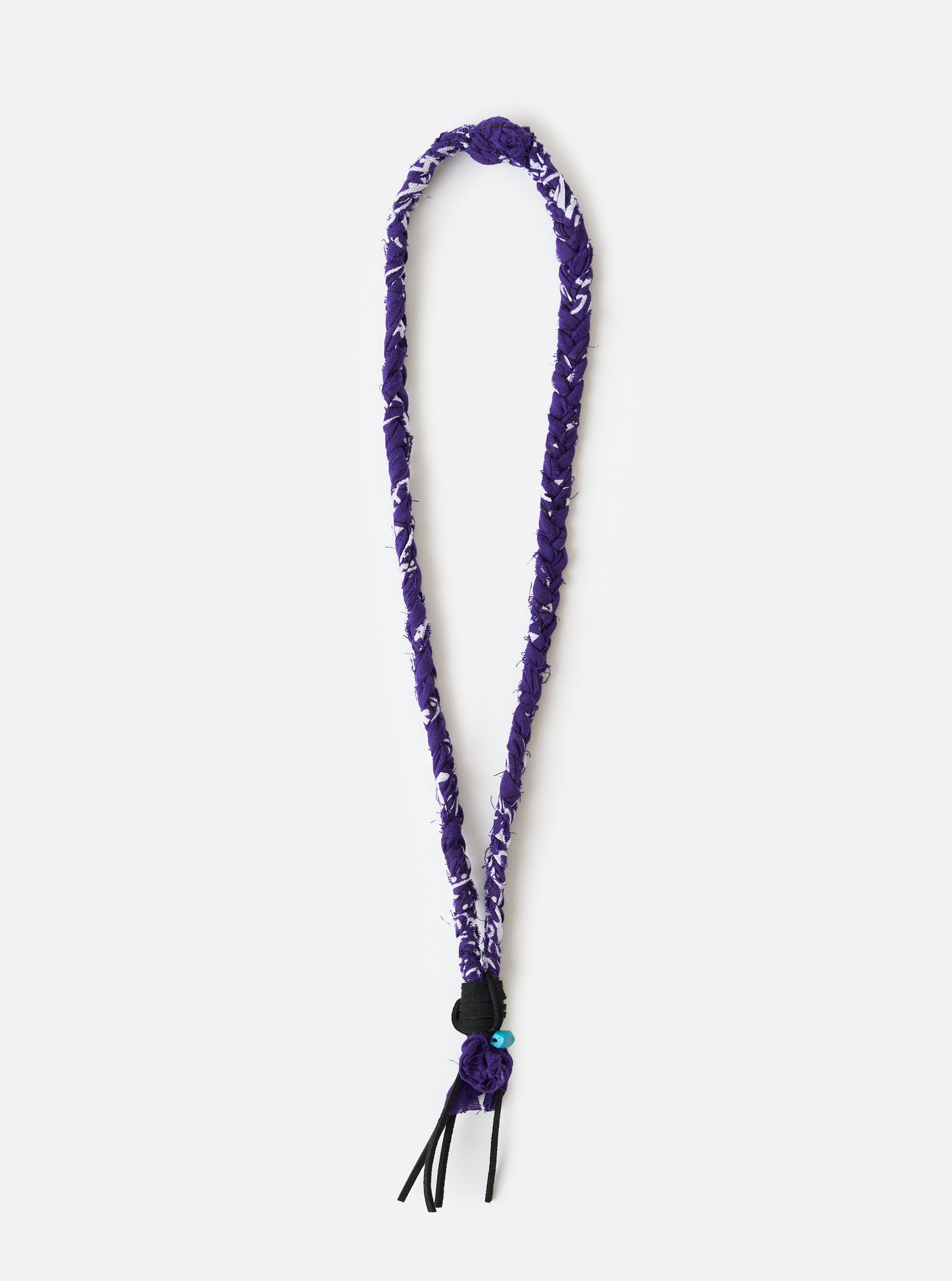 Hanami of Rome Purple/Black Leather/Turquoise Bead Bandana Necklace No.54