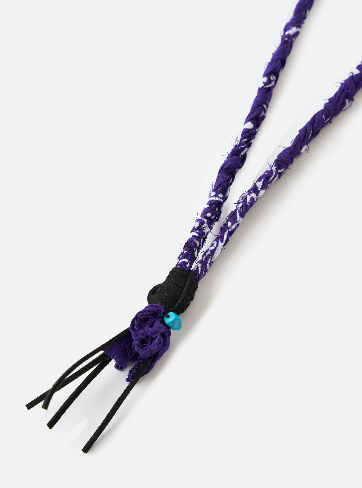 Hanami of Rome Purple/Black Leather/Turquoise Bead Bandana Necklace No.54
