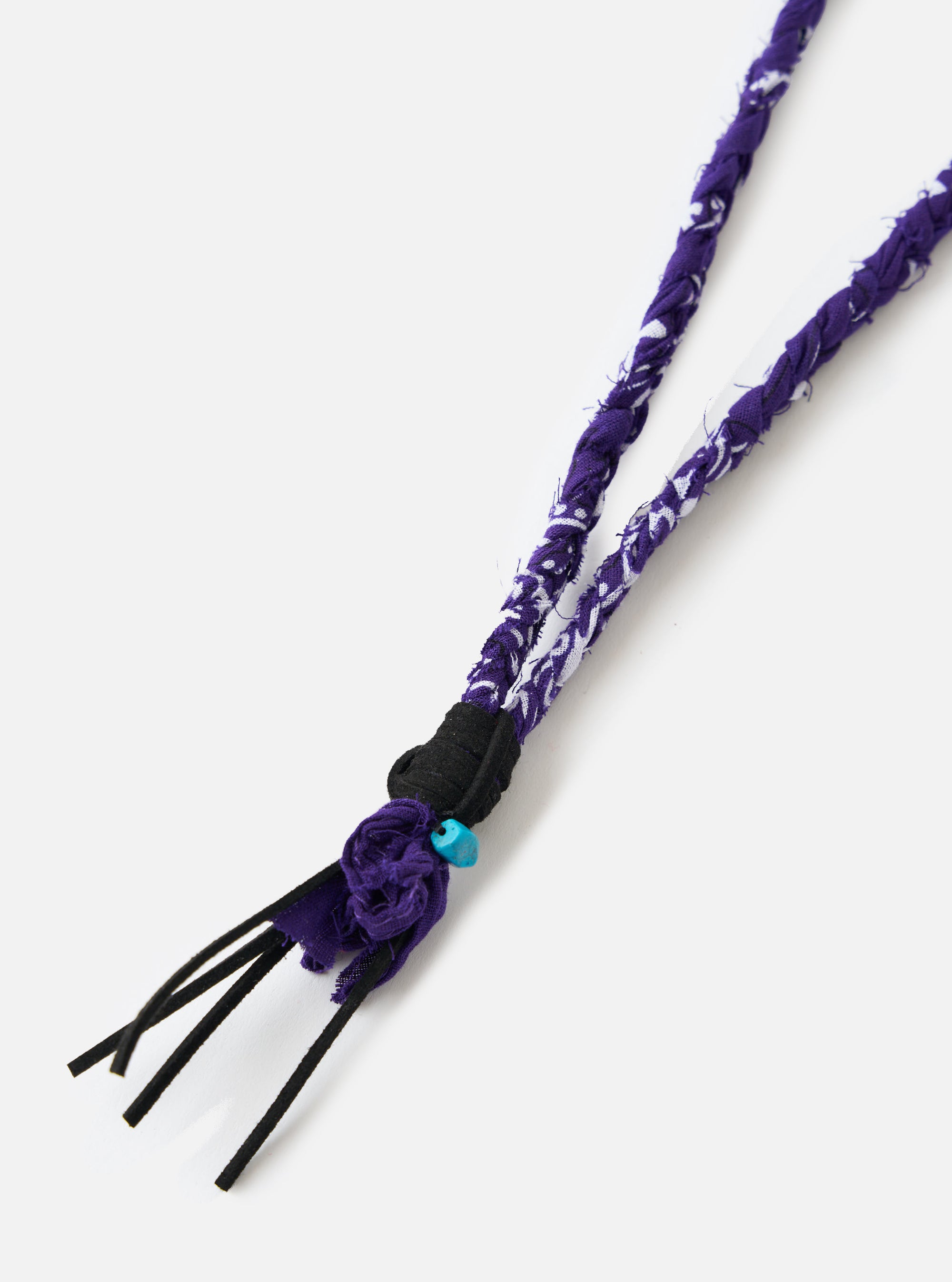 Hanami of Rome Purple/Black Leather/Turquoise Bead Bandana Necklace No.54