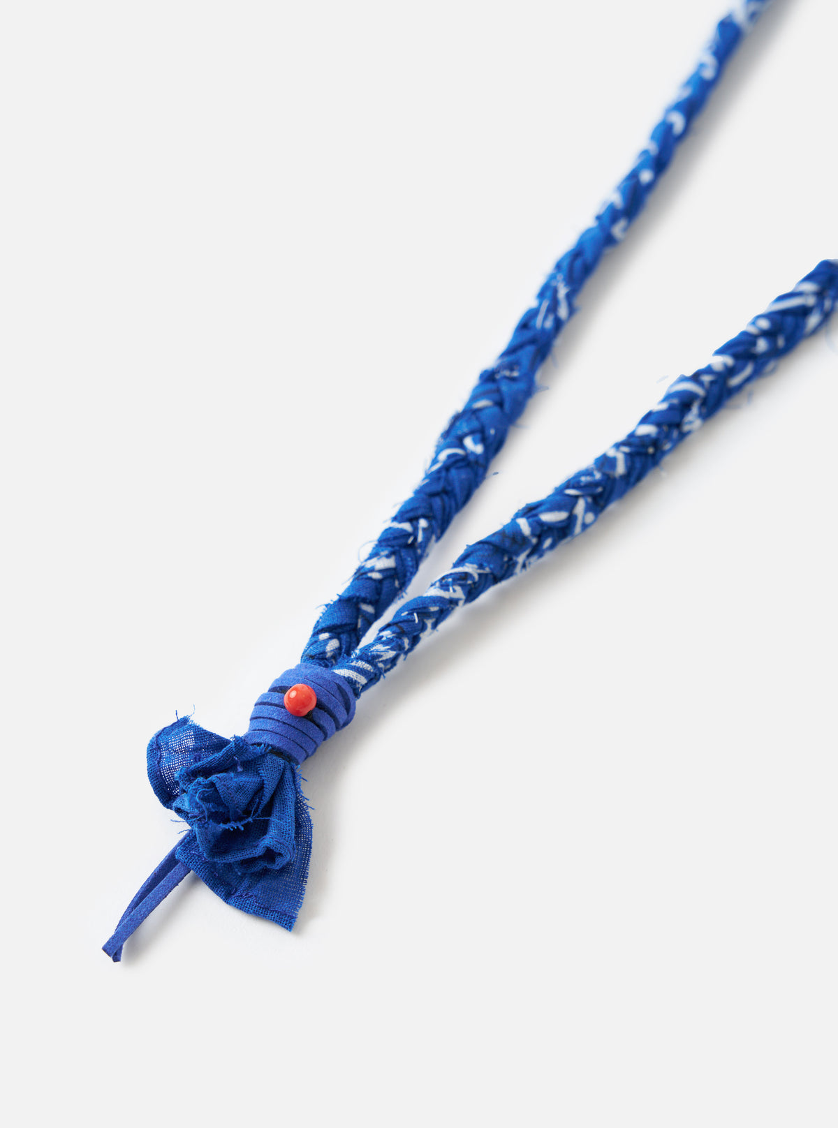 Hanami of Rome Blue Royal Leather/Peach Bead Bandana Necklace No.55