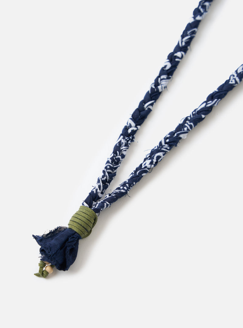 Hanami of Rome Blue/Military Green Leather Bandana Necklace No.57
