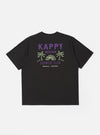 The Kappy Charcoal Palm Coast Half Tee is shown from the back as a flat lay against a plain white background. The image highlights the oversized, boxy silhouette and the short sleeves of the charcoal grey garment. The fabric appears to be a soft cotton jersey with a clean, straight hemline.