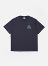 The Kappy Vintage Navy Sunny Wink Half Tee is shown as a flat lay against a plain white background. The short-sleeved t-shirt features a vintage navy blue color with a small yellow graphic on the left chest. It has a classic crew neckline and a relaxed fit.