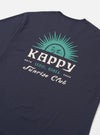 The Kappy Vintage Navy Sunny Wink Half Tee is shown from a rear angle as a flat lay against a plain white background. The image highlights the relaxed, oversized fit of the navy blue cotton t-shirt, showing the back of the ribbed crew neckline and the clean finish of the hem and short sleeves.