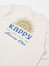 The Kappy White Sunny Wink Half Tee is shown from a rear angle as a flat lay against a plain white background. The image highlights the oversized, boxy fit and the clean, white cotton fabric of the short-sleeved t-shirt.