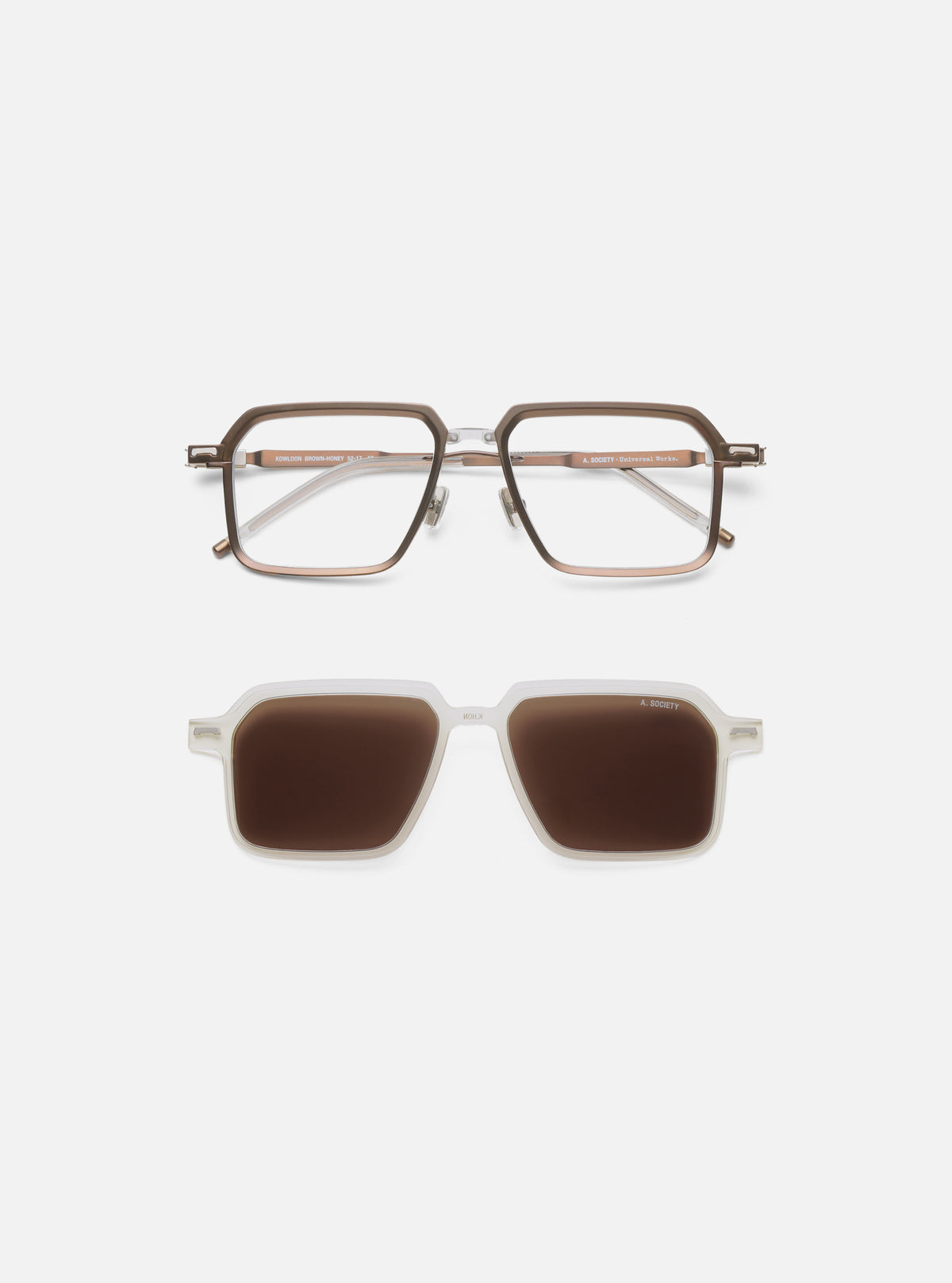 A. SOCIETY x Universal Works Brown/Honey Kowloon Eyewear
