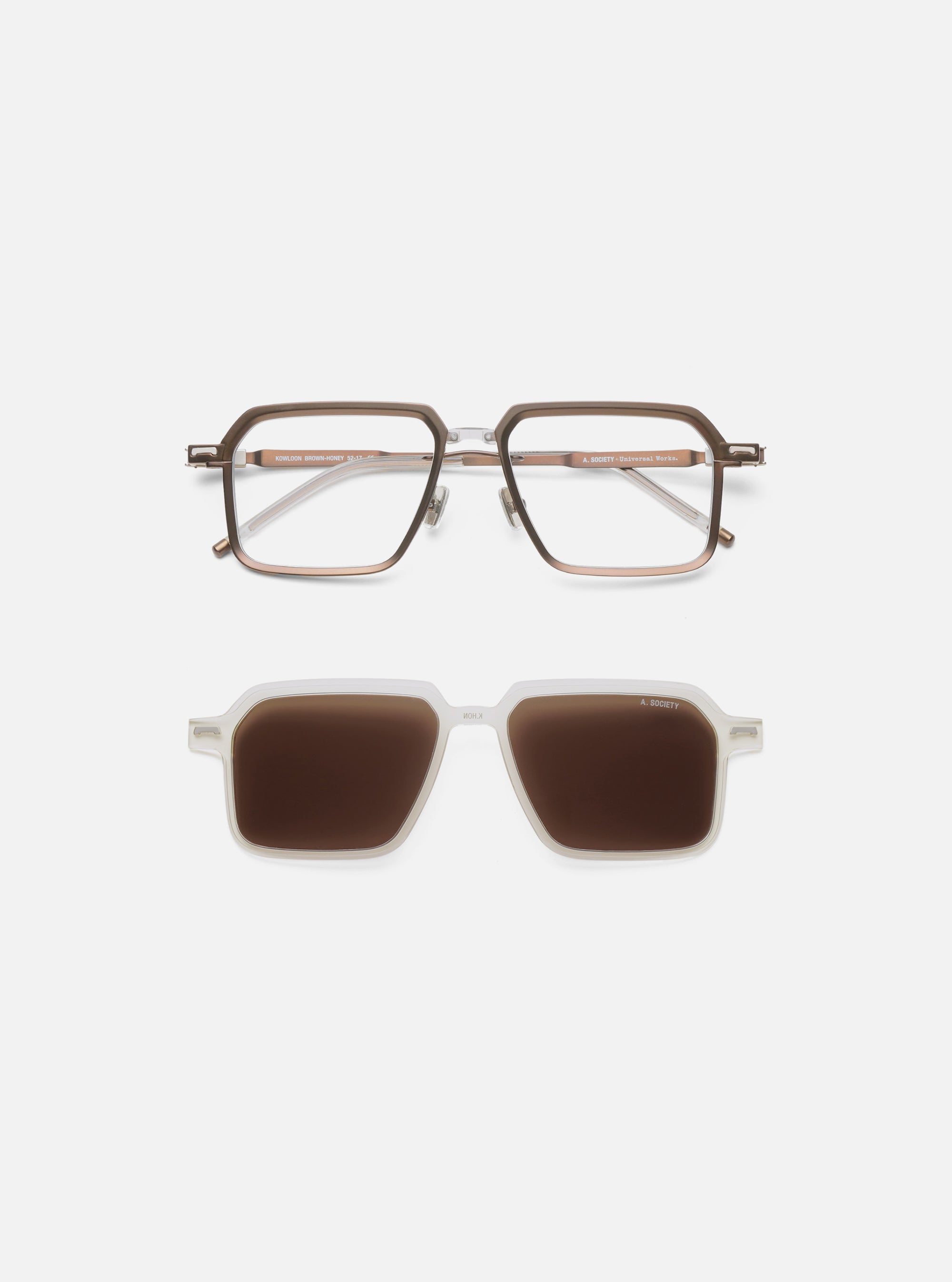 A. SOCIETY x Universal Works Brown/Honey Kowloon Eyewear