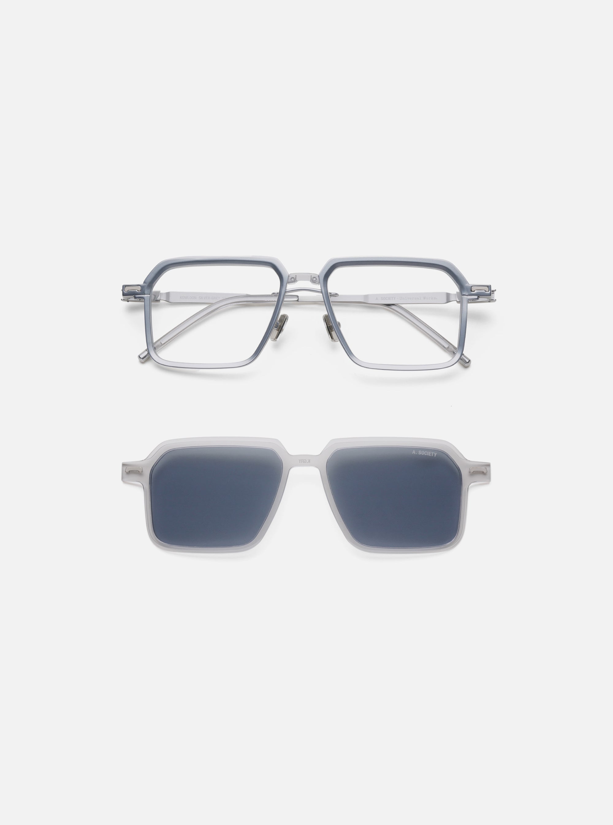 A. SOCIETY x Universal Works Silver/Grey Kowloon Eyewear