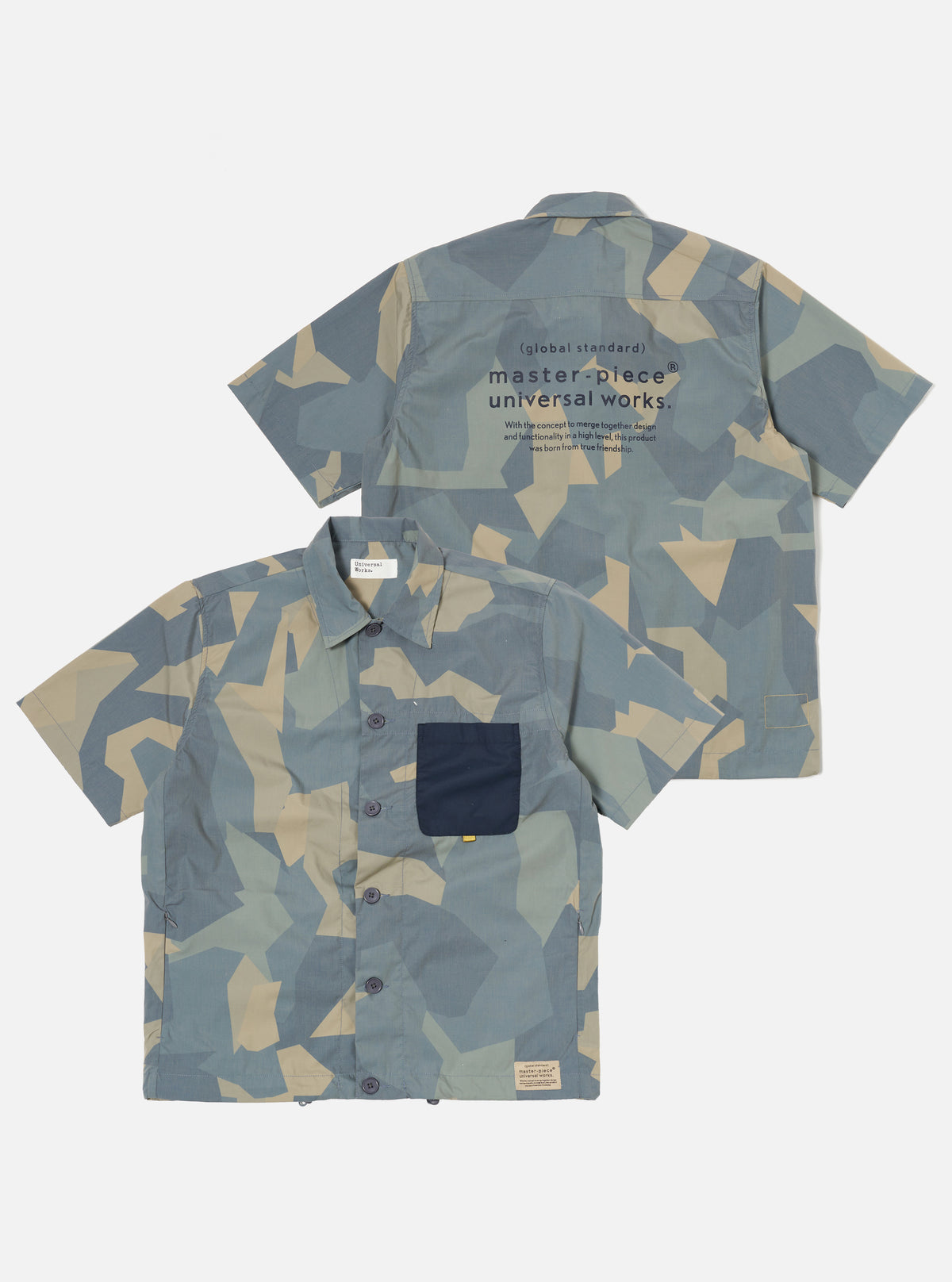 master-piece x Universal Works Blue Camo Printed Recycled Polytech Tech Overshirt