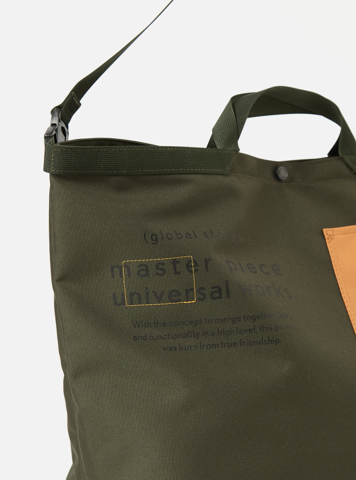 master-piece x Universal Works Olive Recycled Tech Canvas Large Tote Bag