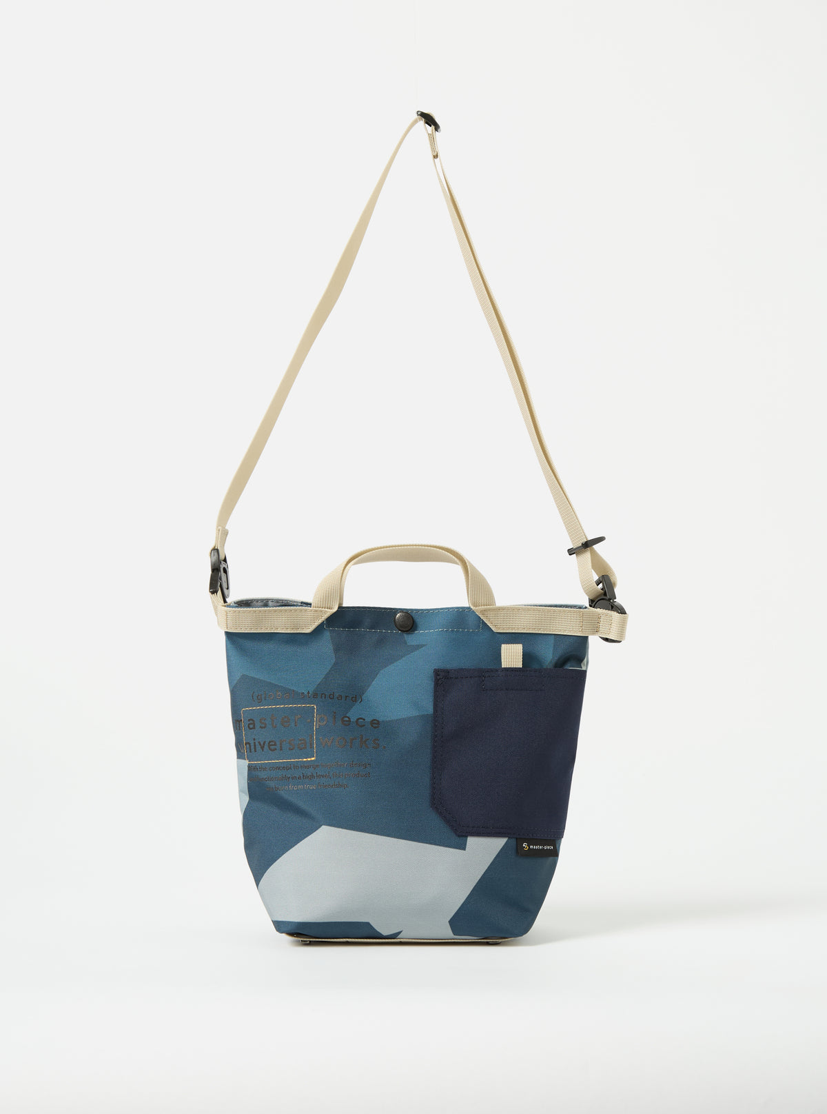 master-piece x Universal Works Blue Camo Recycled Tech Canvas Small Tote Bag