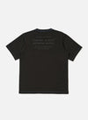 The master-piece x Universal Works Black Single Jersey Print Tee is shown from the back as a flat lay against a white background. The image highlights the short sleeves and the straight hem of the black cotton t-shirt.