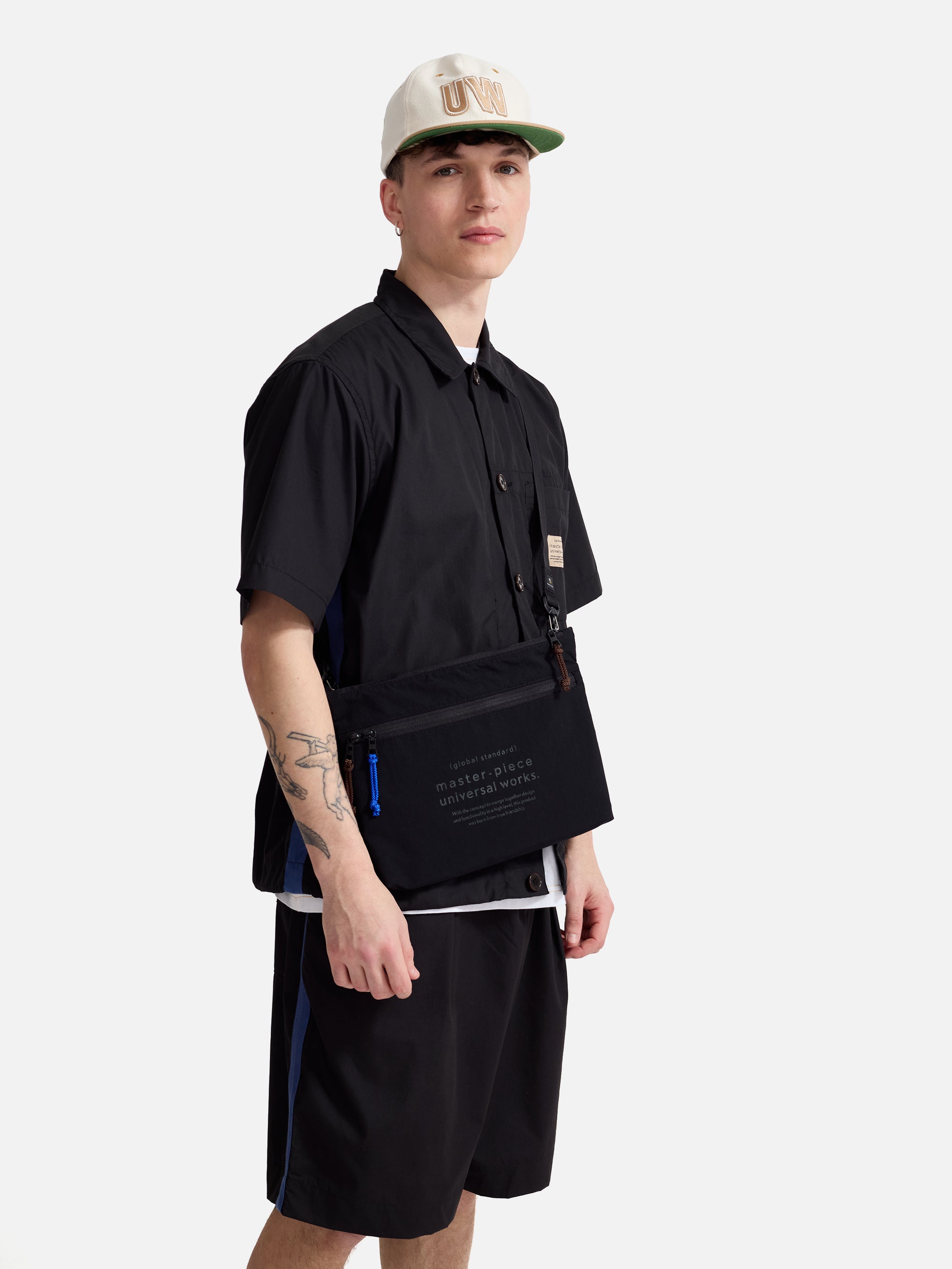 master-piece x Universal Works Black Canvas Sacoche
