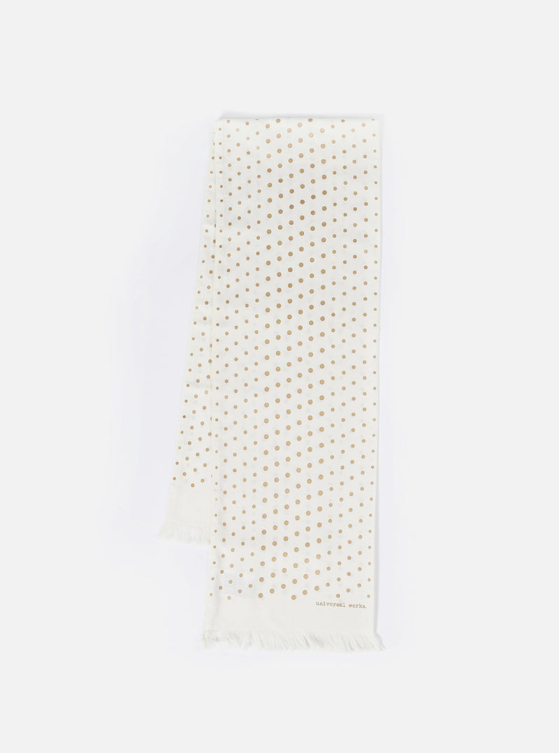 Ecru/Gold Dot Print Short Scarf