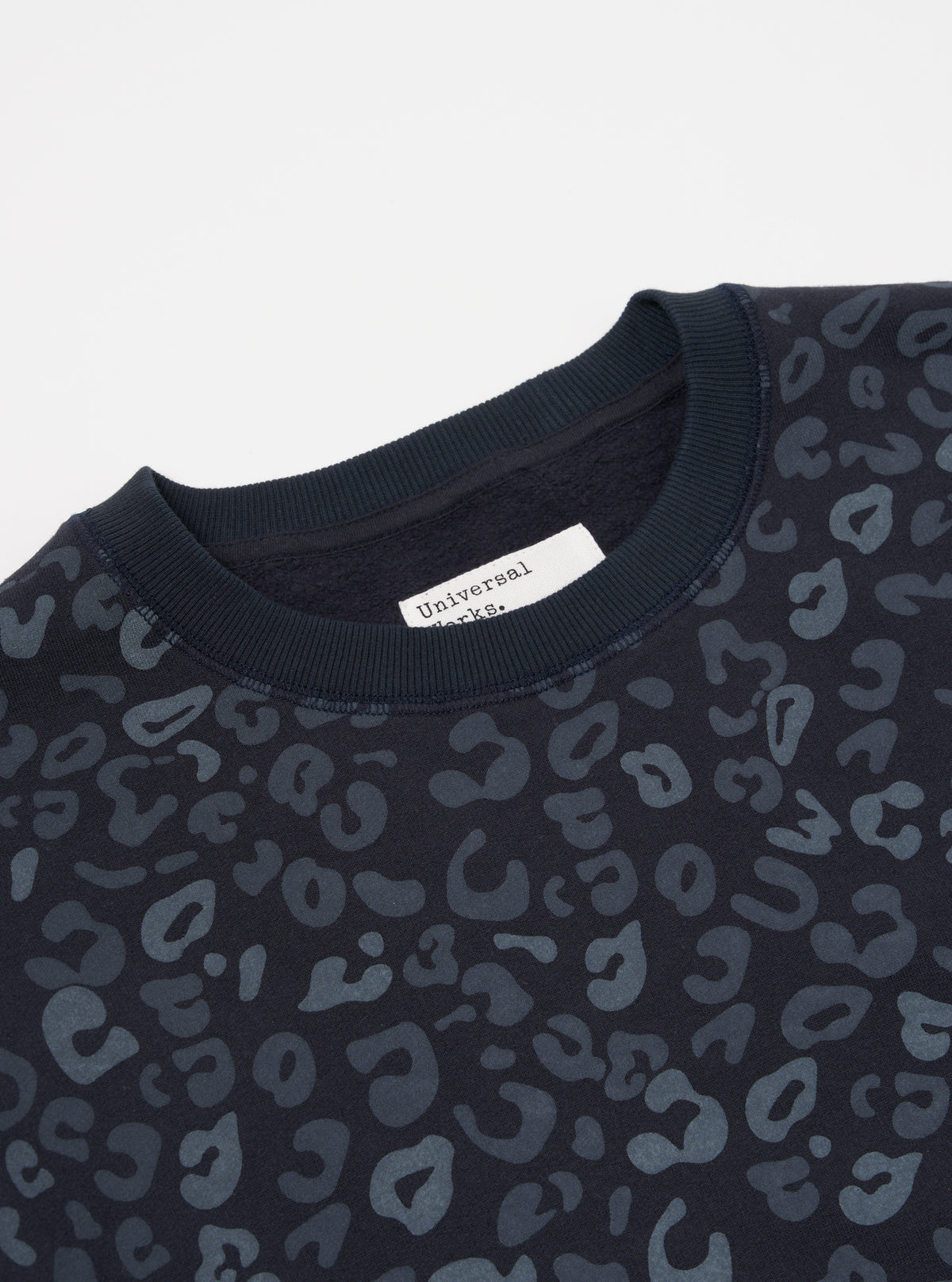 Navy Leopard Brush Back Loose Sweatshirt