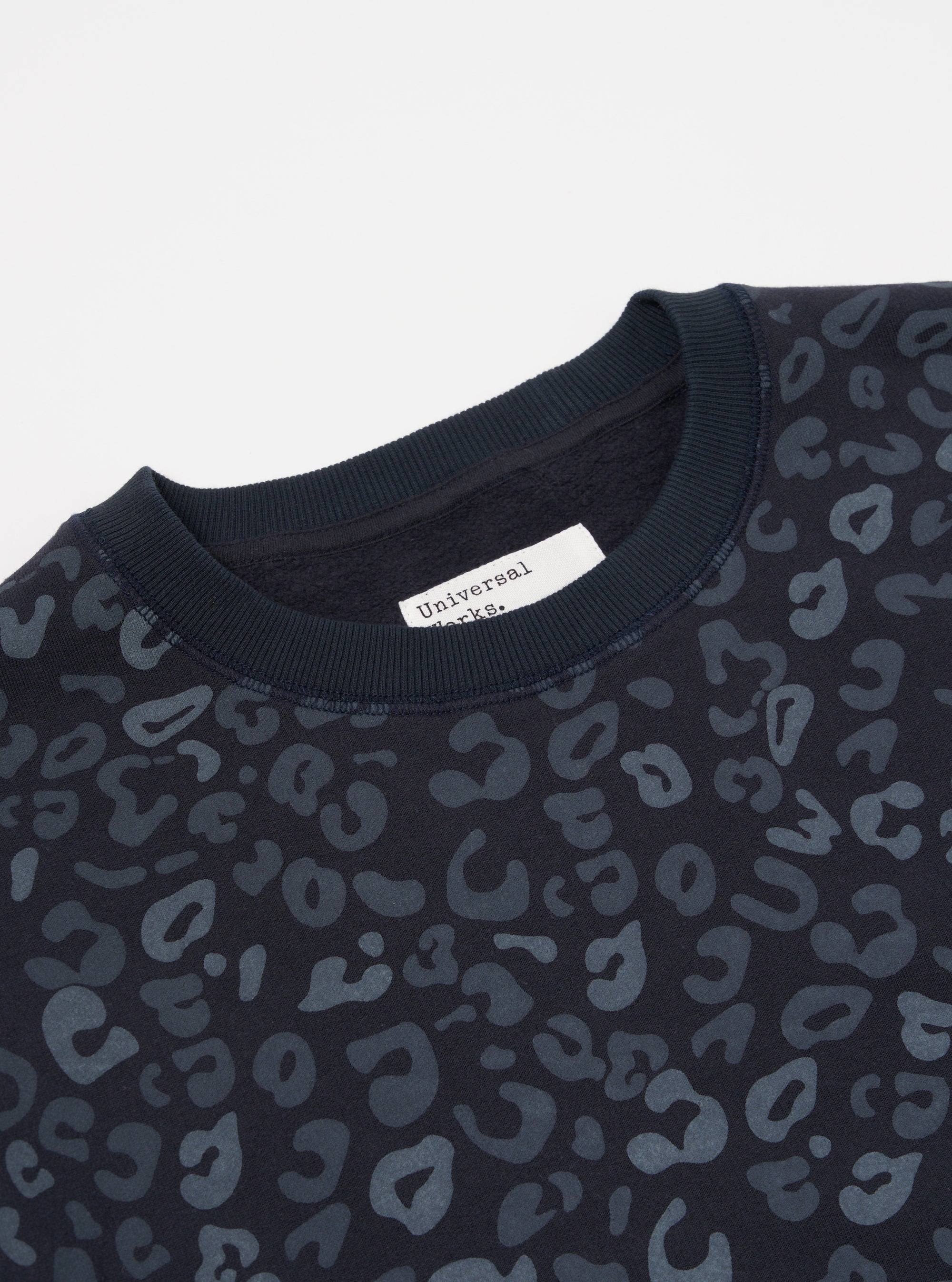 Navy Leopard Brush Back Loose Sweatshirt