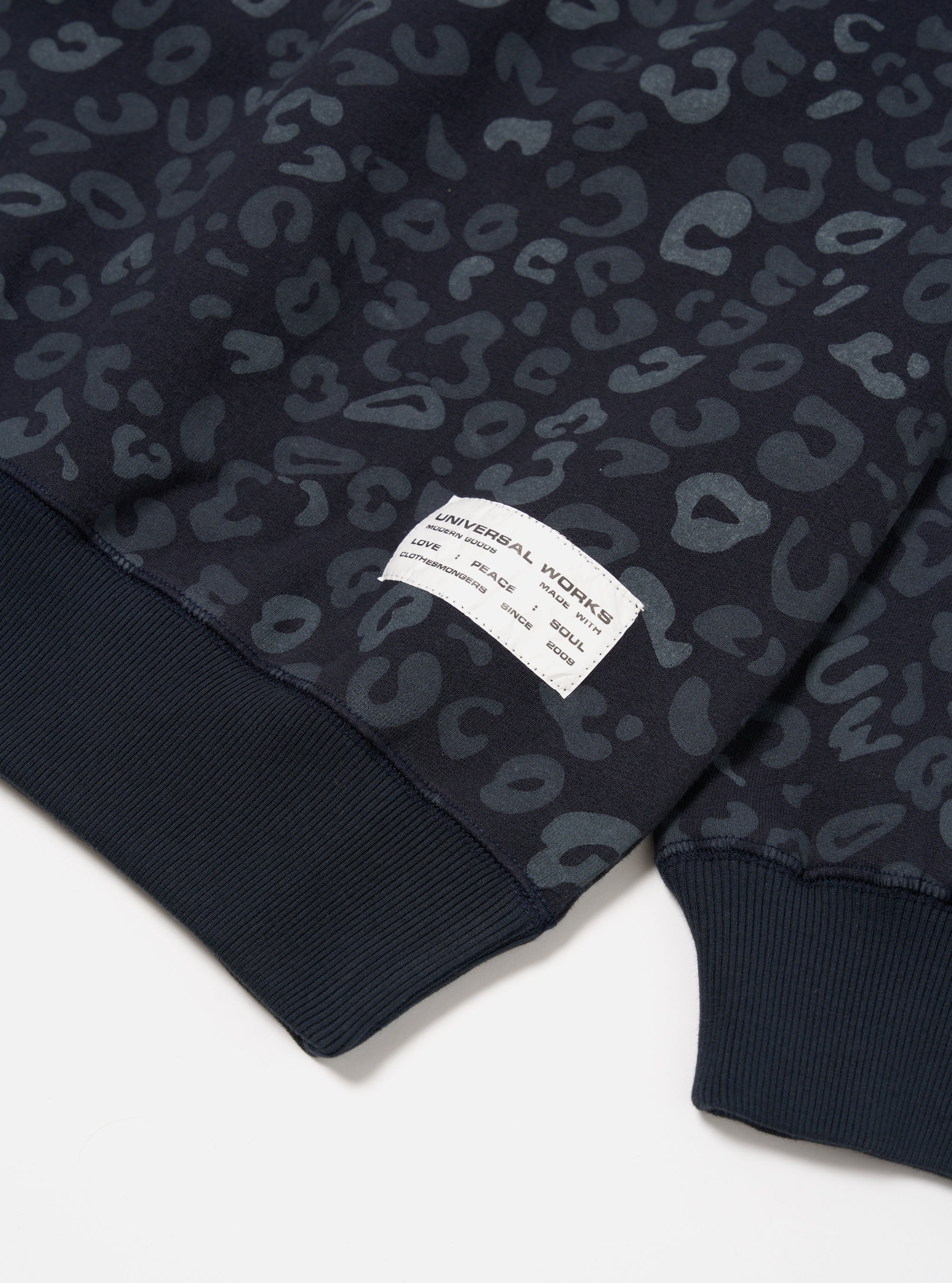 Navy Leopard Brush Back Loose Sweatshirt