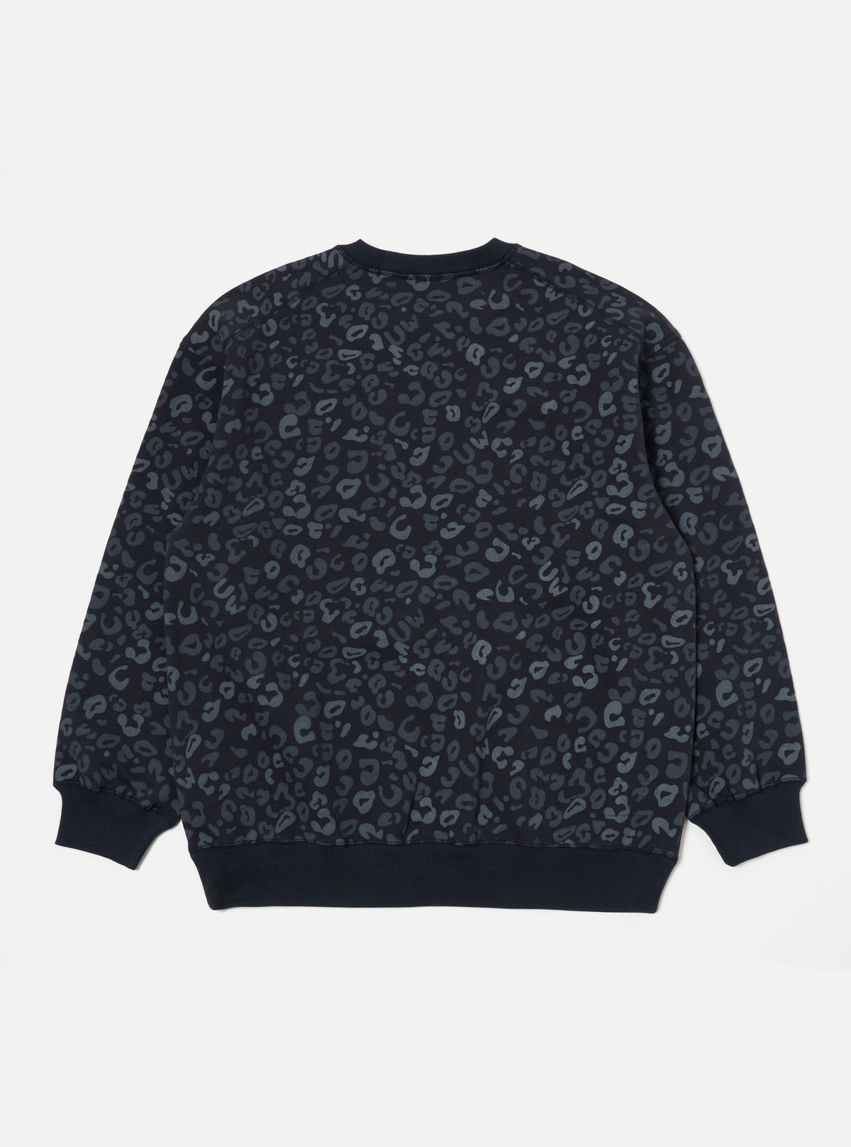 Navy Leopard Brush Back Loose Sweatshirt
