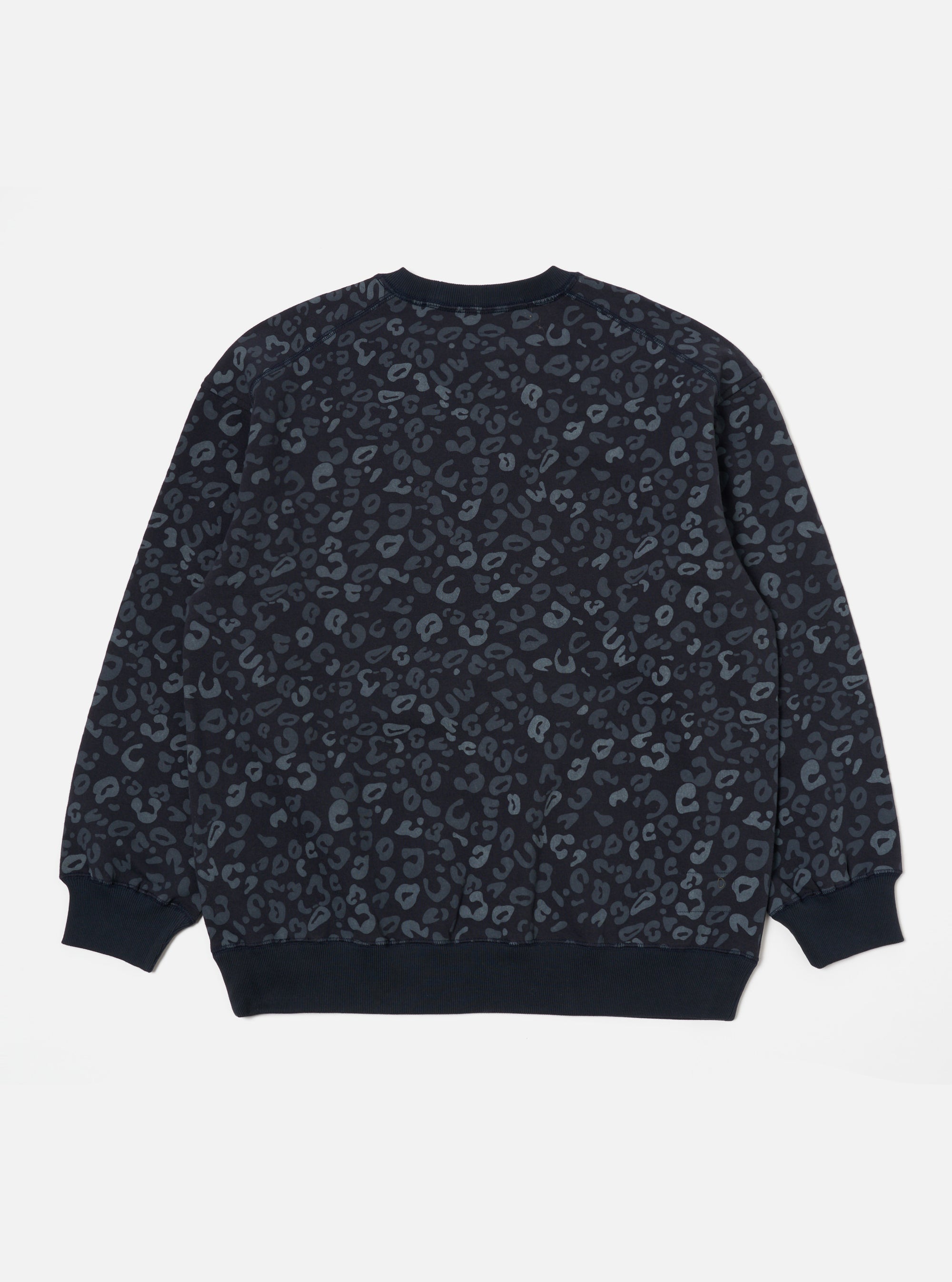 Navy Leopard Brush Back Loose Sweatshirt