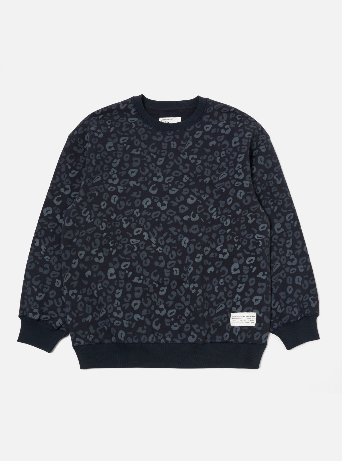 Navy Leopard Brush Back Loose Sweatshirt