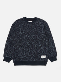 Navy Leopard Brush Back Loose Sweatshirt