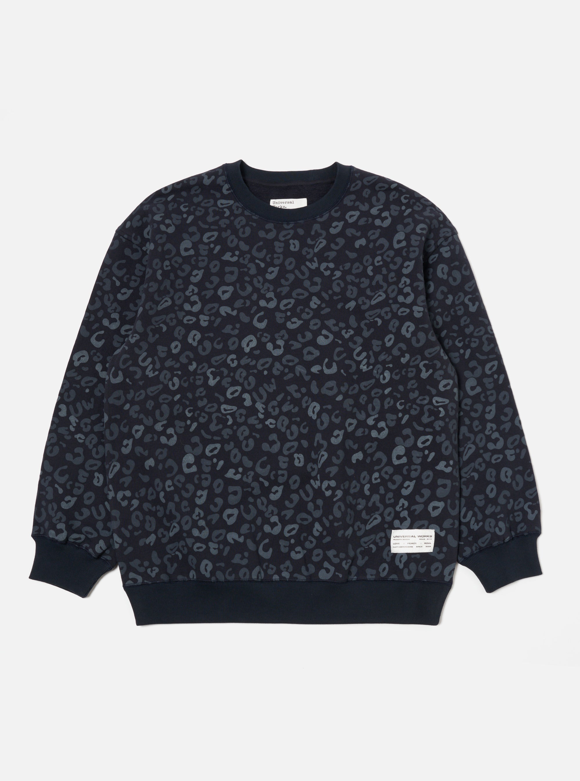 Navy Leopard Brush Back Loose Sweatshirt