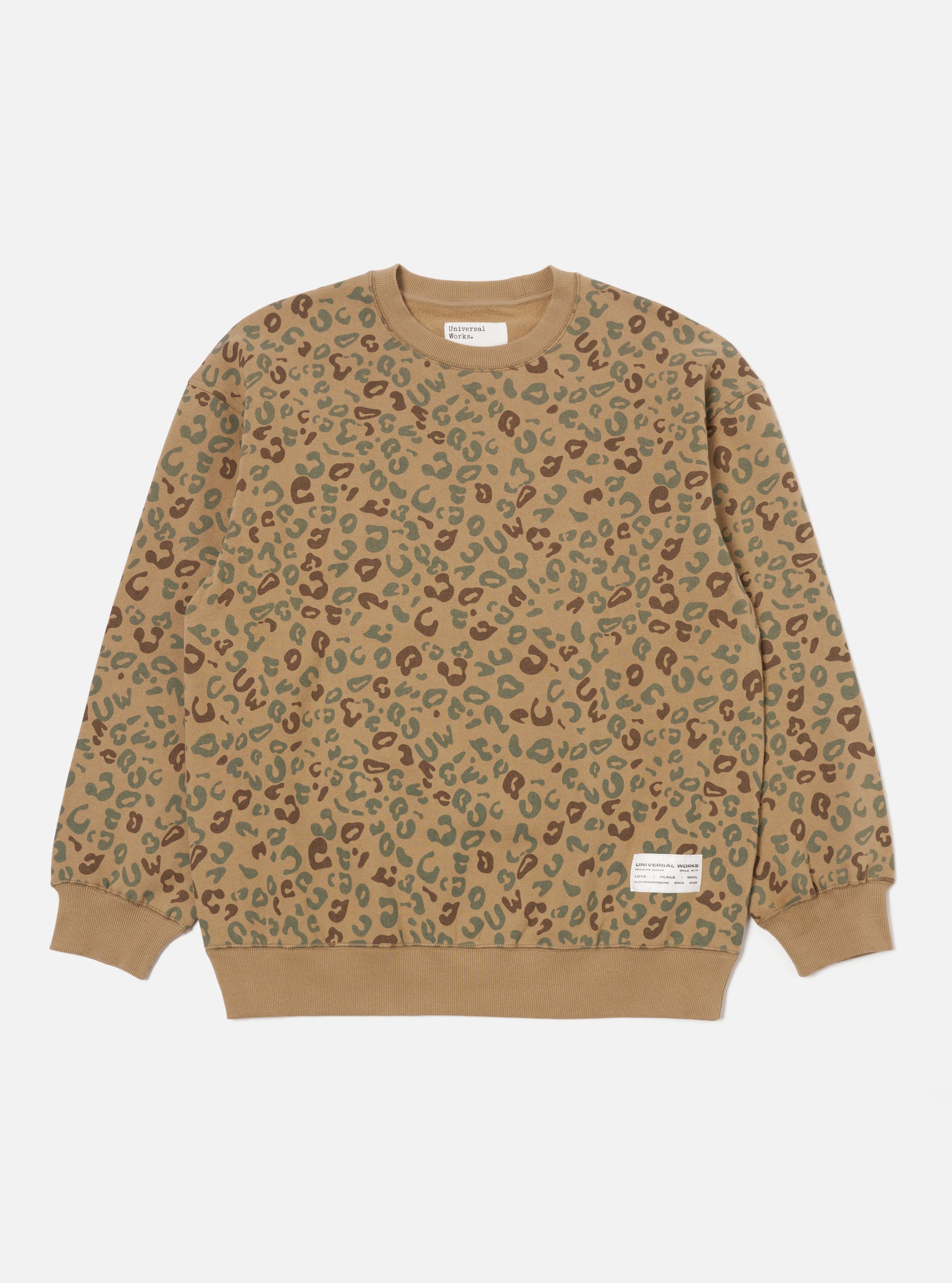 Sand Leopard Brush Back Loose Sweatshirt
