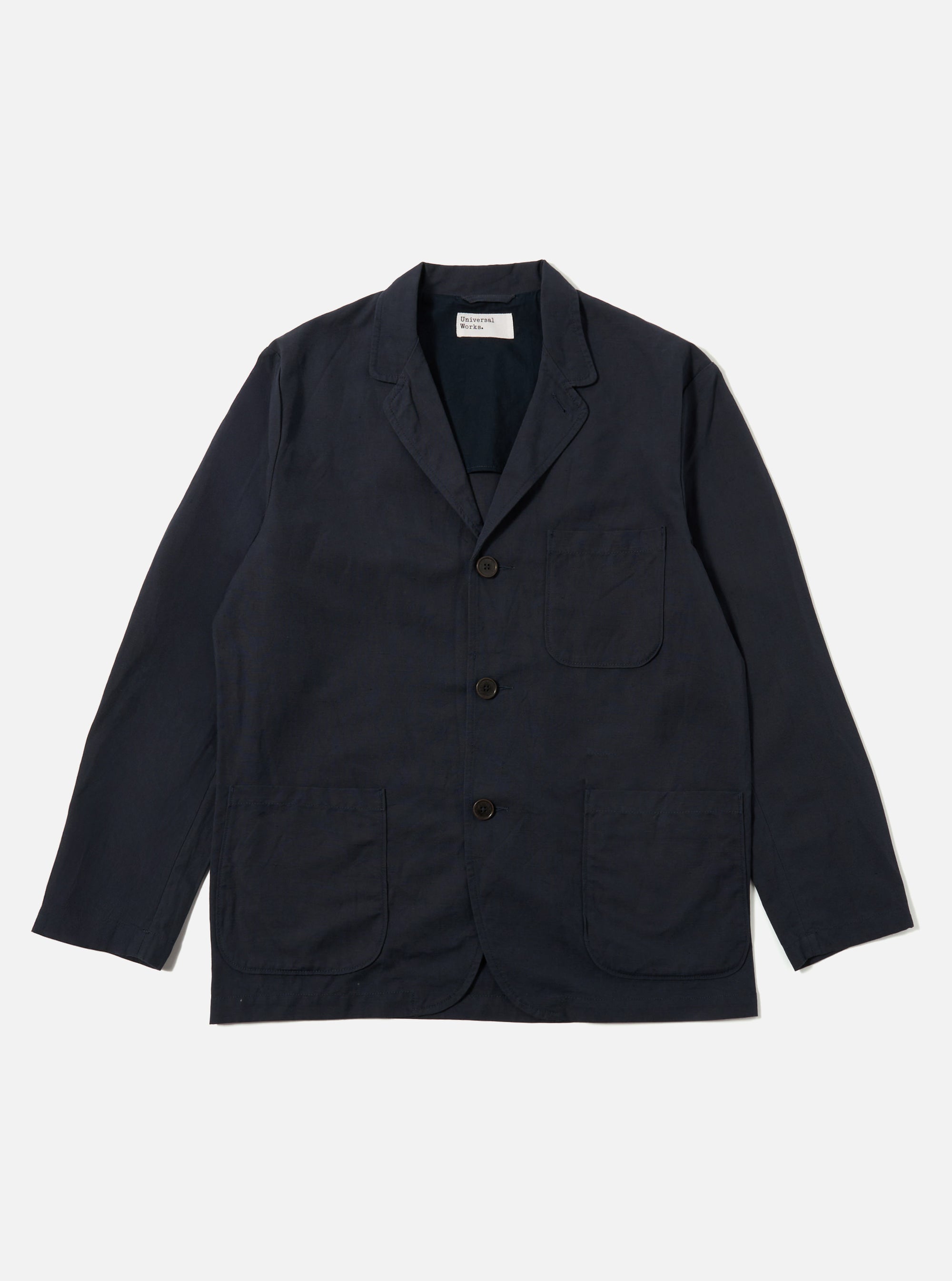 Navy Linen Slub Weave Three Button Jacket