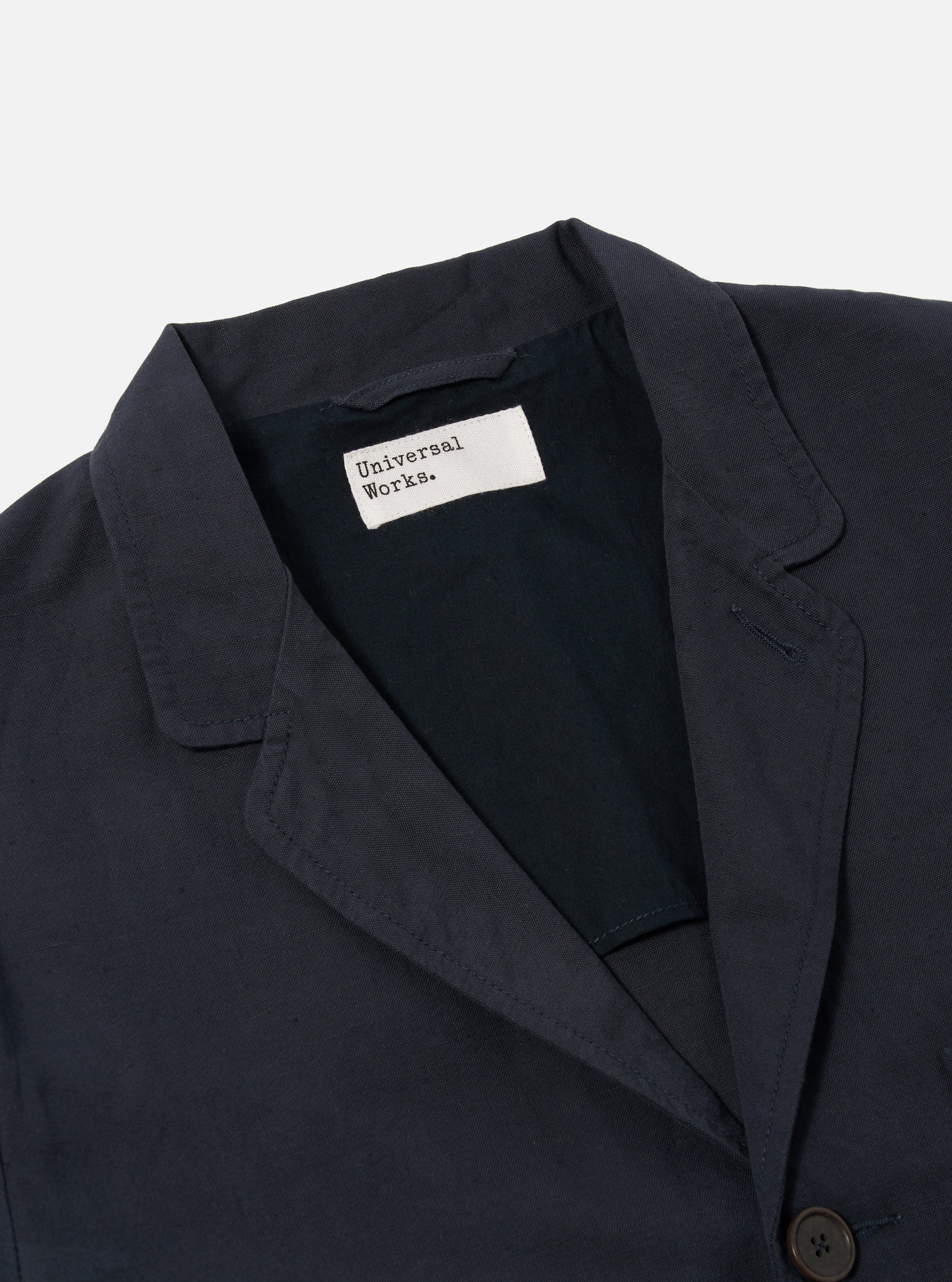 Navy Linen Slub Weave Three Button Jacket