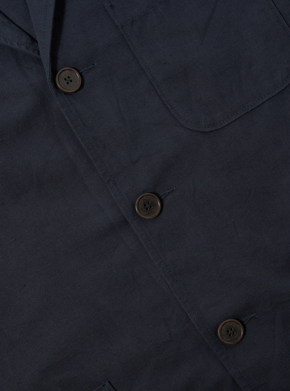 Navy Linen Slub Weave Three Button Jacket