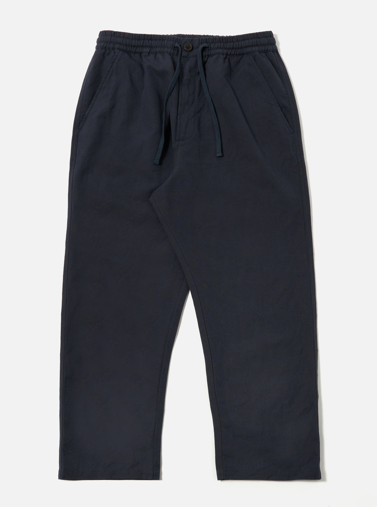 Navy Linen Slub Weave Hi Water Trouser