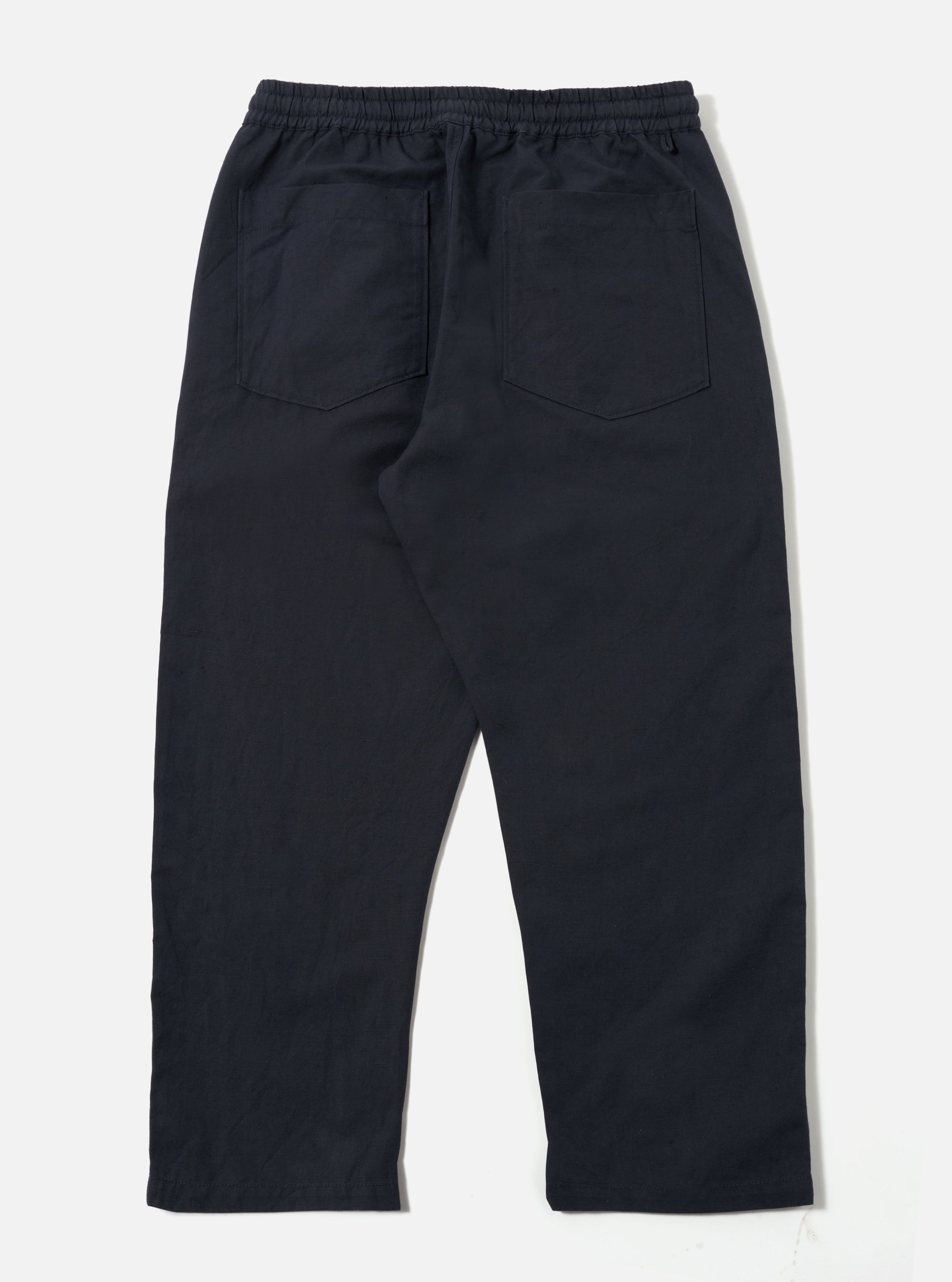 Navy Linen Slub Weave Hi Water Trouser
