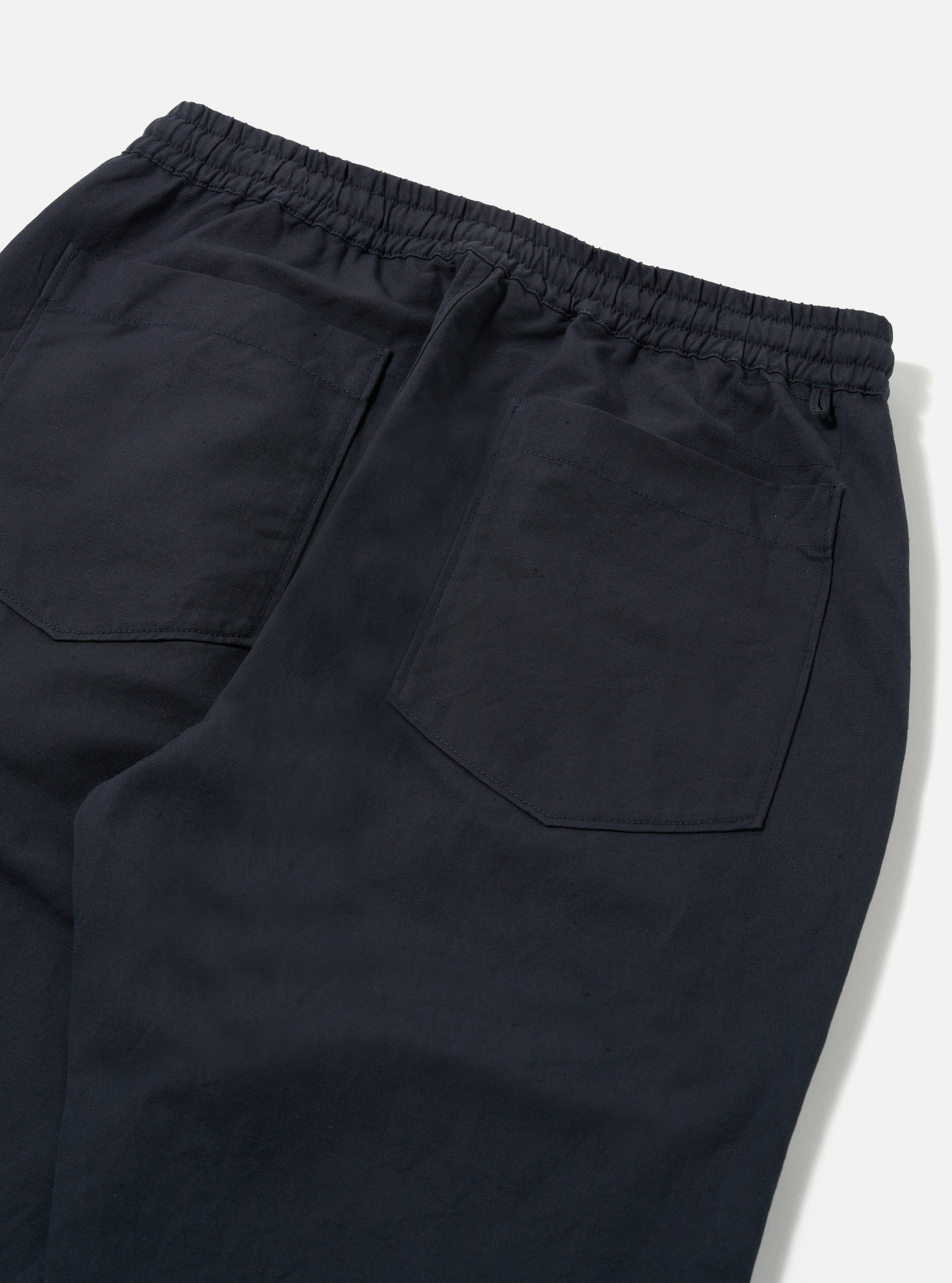Navy Linen Slub Weave Hi Water Trouser