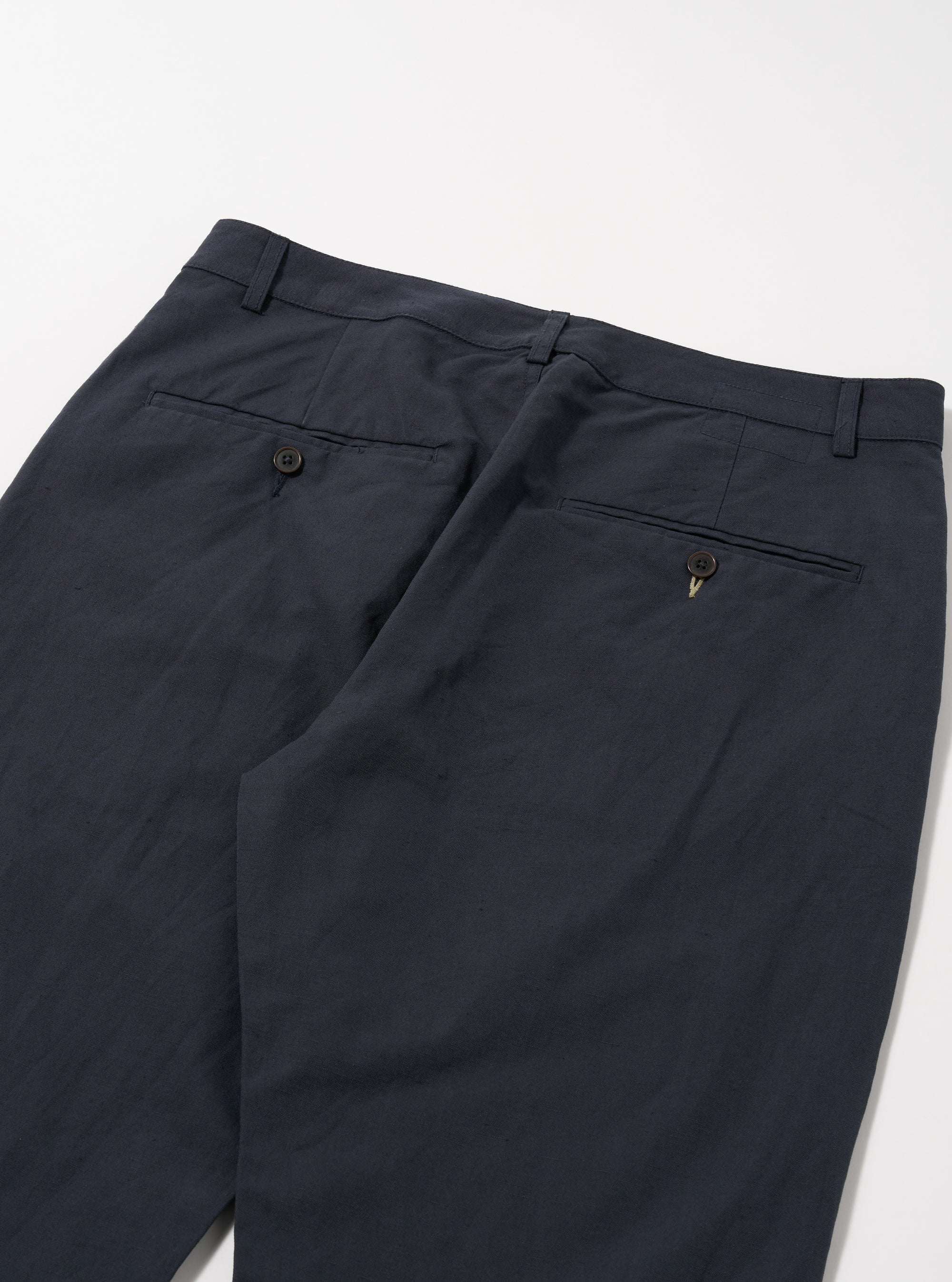 Navy Linen Slub Weave Military Chino
